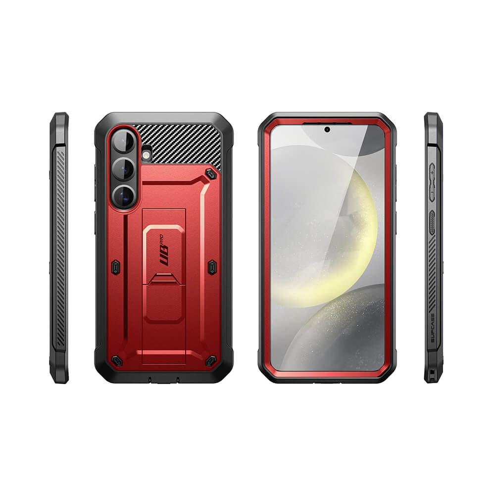 Supcase Samsung Galaxy S25 Plus Unicorn Beetle Pro Σκληρή Θήκη με Προστασία Οθόνης και Stand - Metallic Red