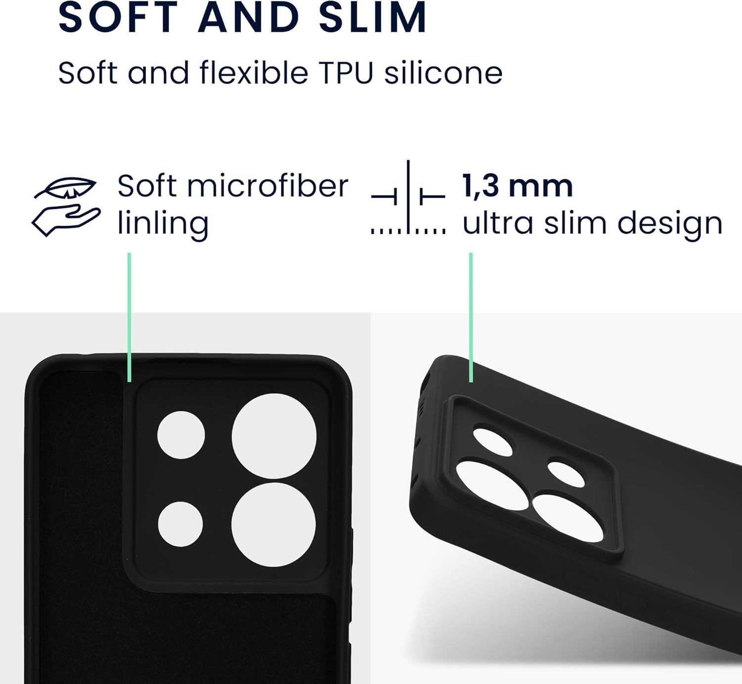 KW Xiaomi Redmi Note 13 Pro 5G / Poco X6 5G Λεπτή Θήκη Σιλικόνης Rubberized TPU - Black