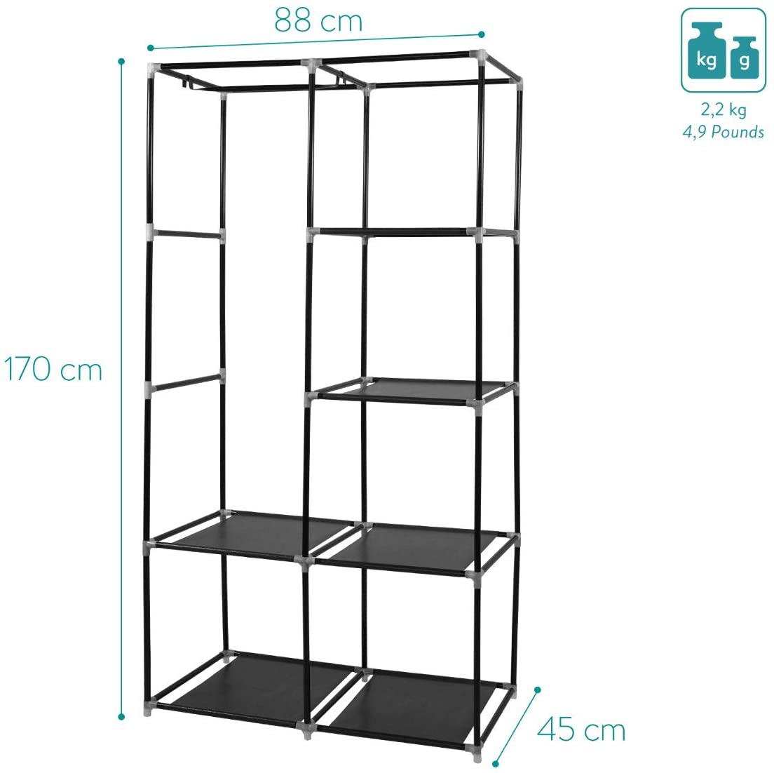 Navaris Πτυσσόμενη Ντουλάπα Ρούχων - Black - 45294.01