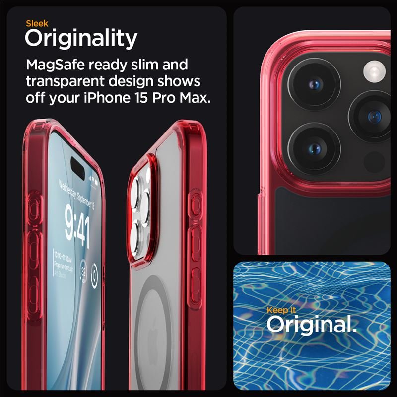Spigen iPhone 15 Pro Max Ultra Hybrid Mag Σκληρή Θήκη με Πλαίσιο Σιλικόνης Και MagSafe - Frost Deep Red