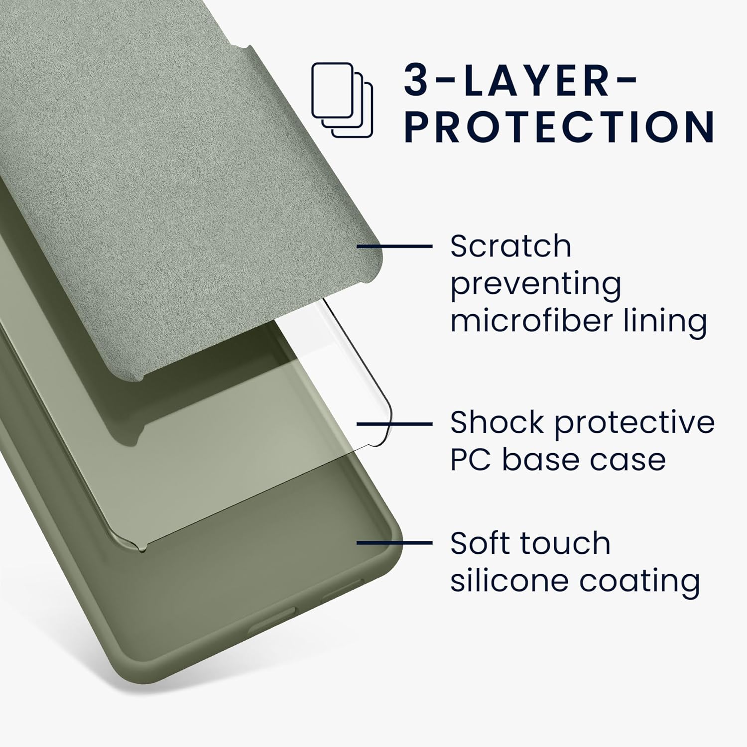 KW iPhone 15 Θήκη Σιλικόνης Rubberized TPU - Grey Green