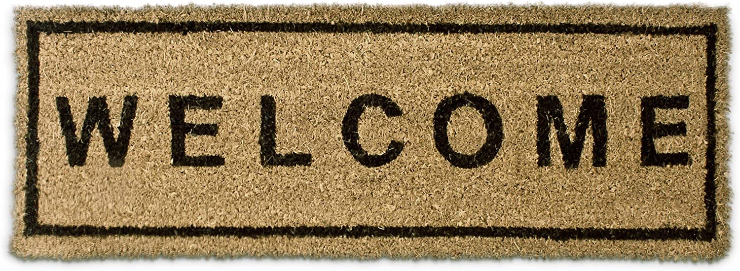 Relaxdays Χαλάκι Πόρτας από Ίνες Καρύδας Design Welcome - 75 x 25 x 1,3 cm - Natural - 4052025032173