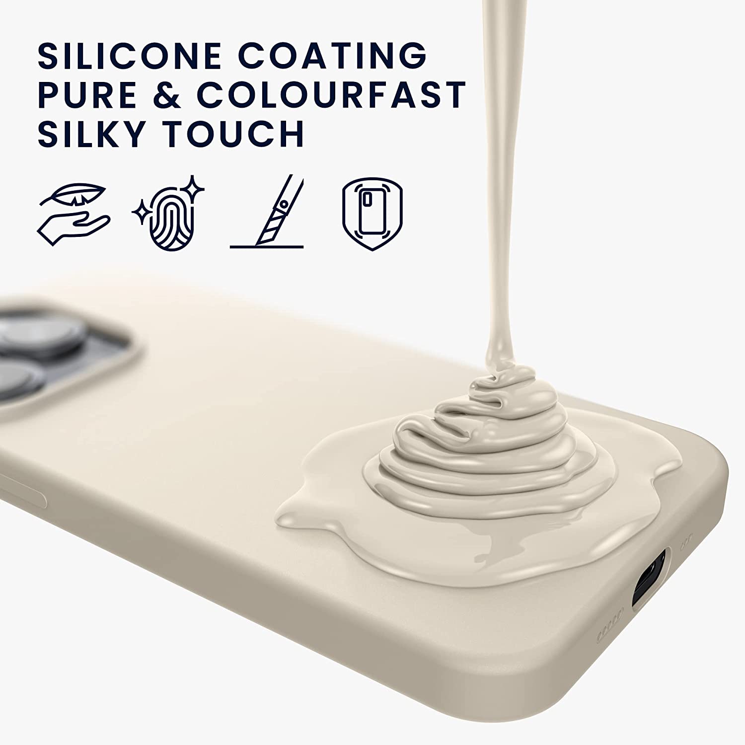 KW iPhone 14 Pro Θήκη Σιλικόνης TPU - Cream - 59073.16