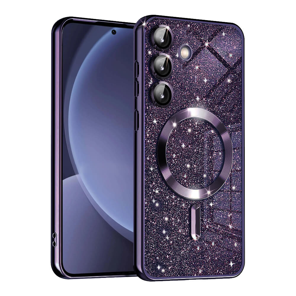 Techsuit Samsung Galaxy S25 Plus - Luxury Glitter MagSafe - Θήκη Σιλικόνης - Deep Purple