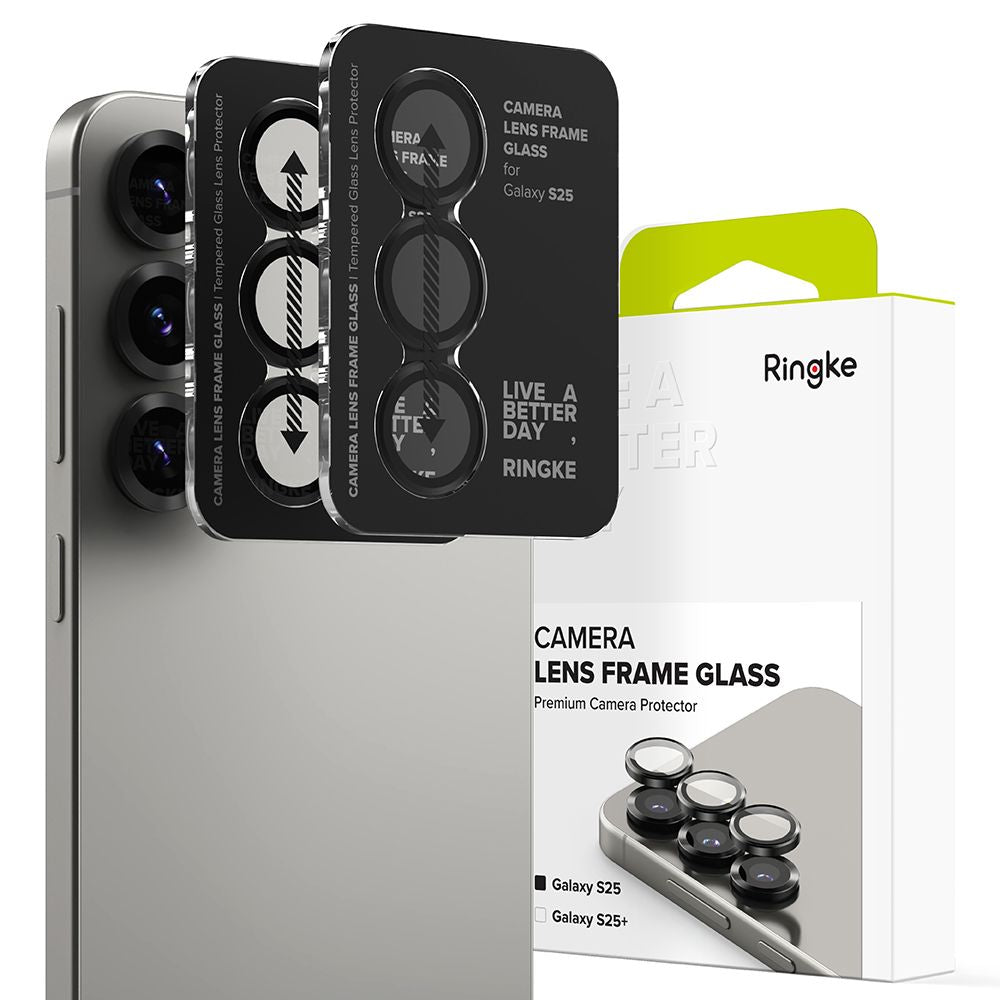 Ringke Samsung Galaxy S25 Lens Frame Glass Αντιχαρακτικό Γυαλί για την Κάμερα - 2 Τεμάχια - Black