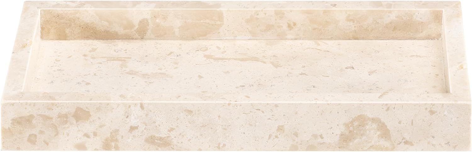 Navaris Διακοσμητικός Δίσκος από Φυσική Πέτρα Τραβερτίνη - 25 x 12 x 3 cm - Natural - 60970.01