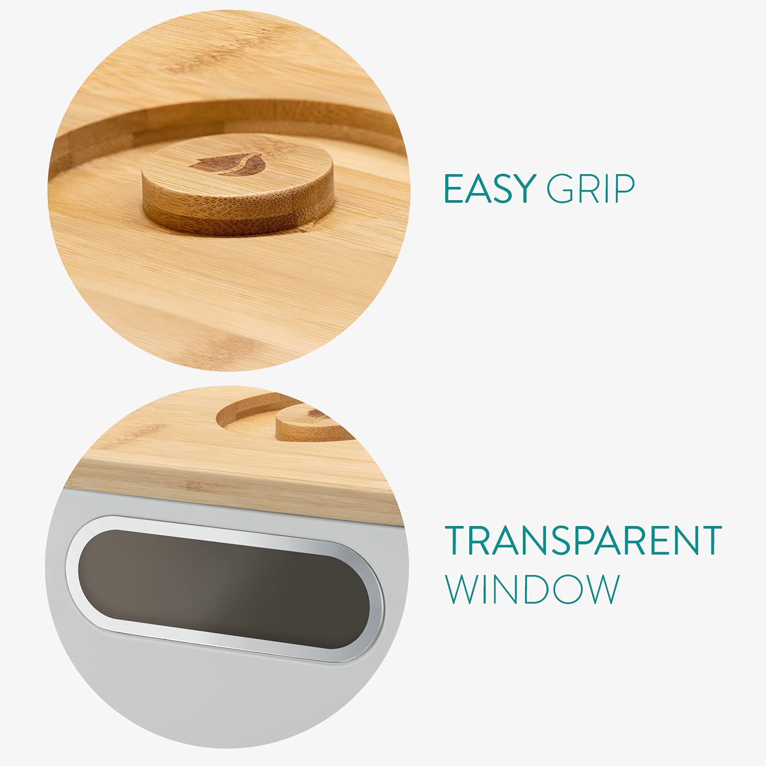 Navaris Bread Bin with Bamboo Lid Δοχείο Αποθήκευσης Ψωμιού με Καπάκι από Μπαμπού - Taupe / Bamboo - 50595.03