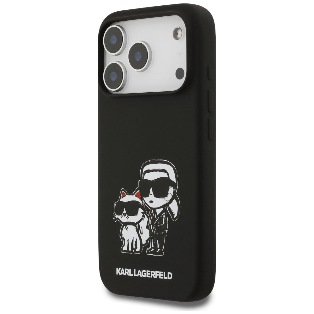 Karl Lagerfeld iPhone 17 Pro - Silicone K/C Sketch and Logo MagSafe - Σκληρή Θήκη με Πλαίσιο Σιλικόνης - Black - KLHMP17LSKCGRGOK