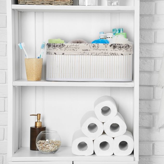 Relaxdays Καλάθι Αποθήκευσης από Bamboo - White / Creme / Black - 4052025901257