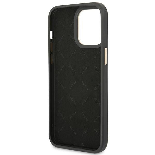 Guess iPhone 14 Pro Max 4G Vintage Gold Logo Σκληρή Θήκη με Πλαίσιο Σιλικόνης - Black - GUHCP14XHG4SHK