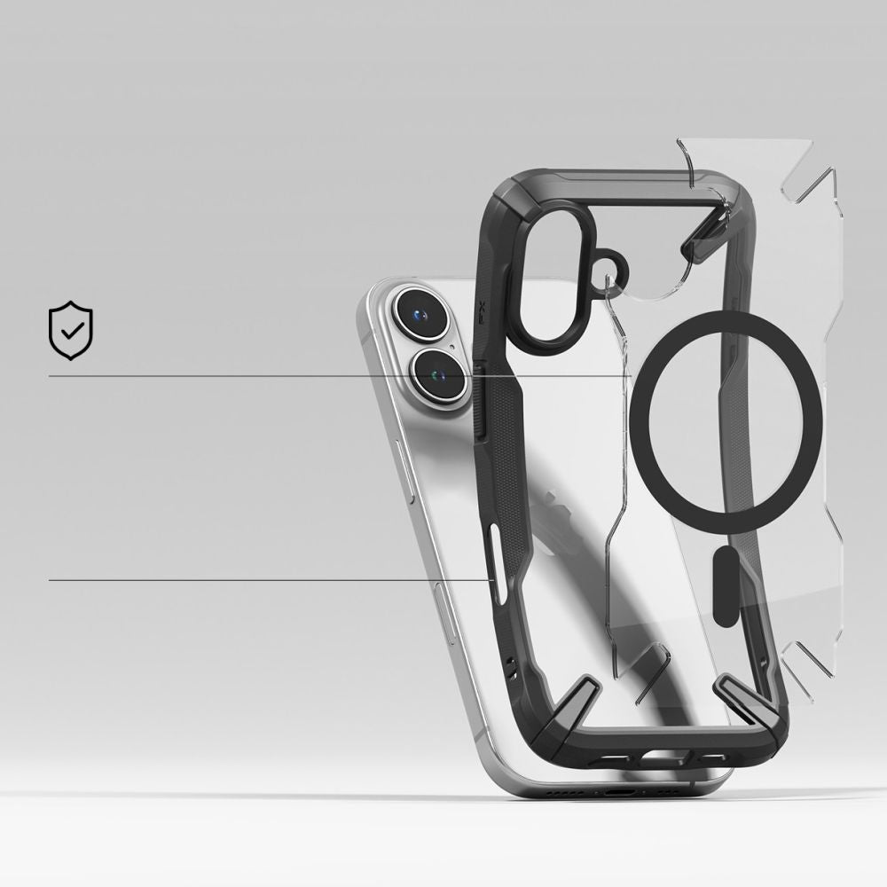 Ringke iPhone 16 Fusion X Magnetic MagSafe Σκληρή Θήκη με Πλαίσιο Σιλικόνης και MagSafe - Black
