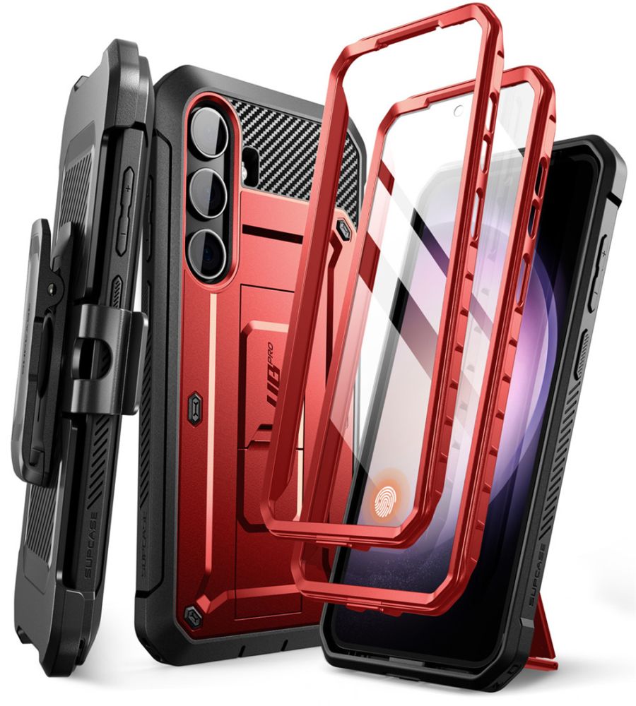 Supcase Samsung Galaxy S24 Unicorn Beetle Pro 2 Σκληρή Θήκη με Προστασία Οθόνης και Stand - Red
