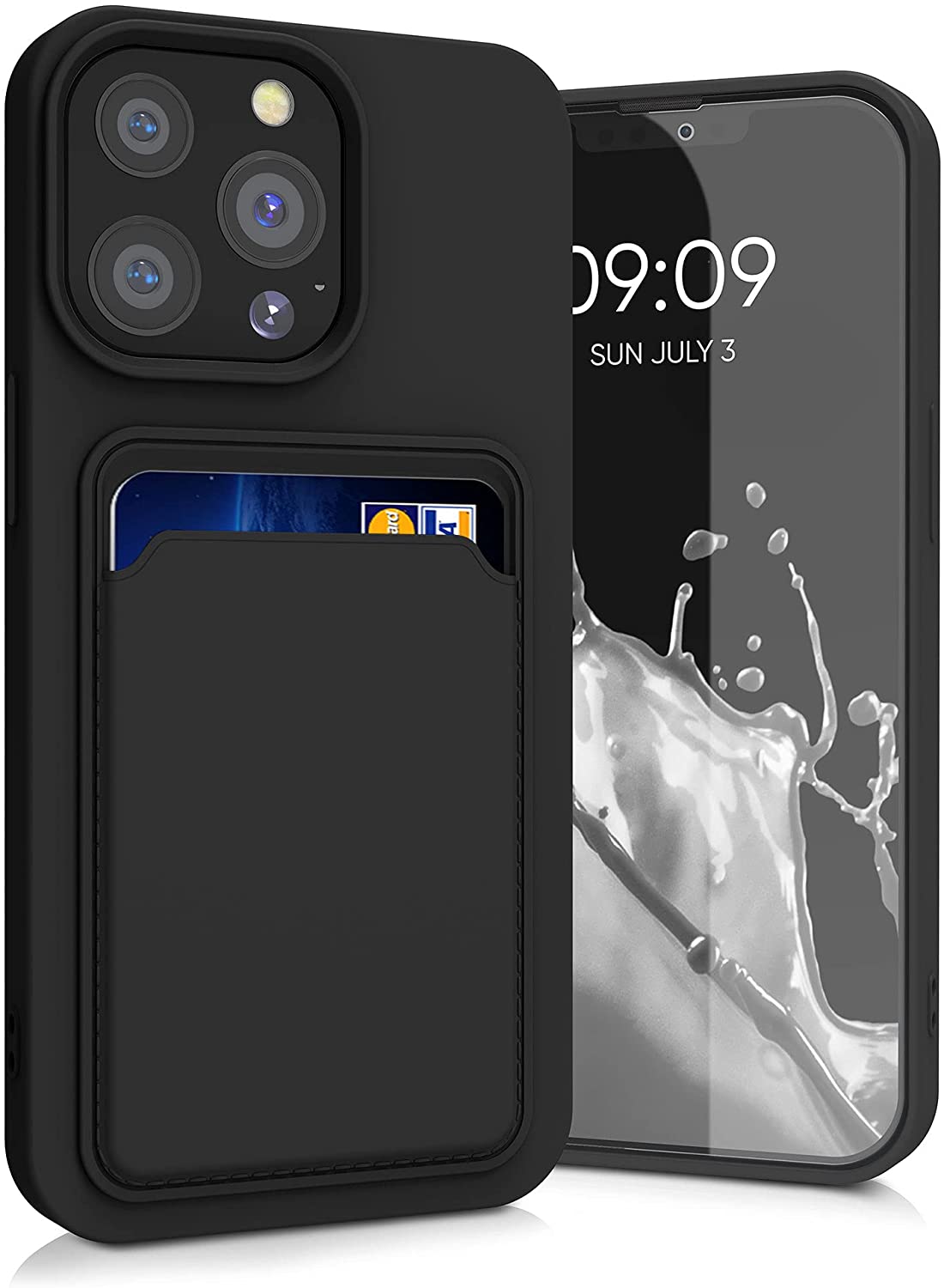 KW iPhone 13 Pro Θήκη Σιλικόνης TPU με Υποδοχή για Κάρτα - Black - 55969.01