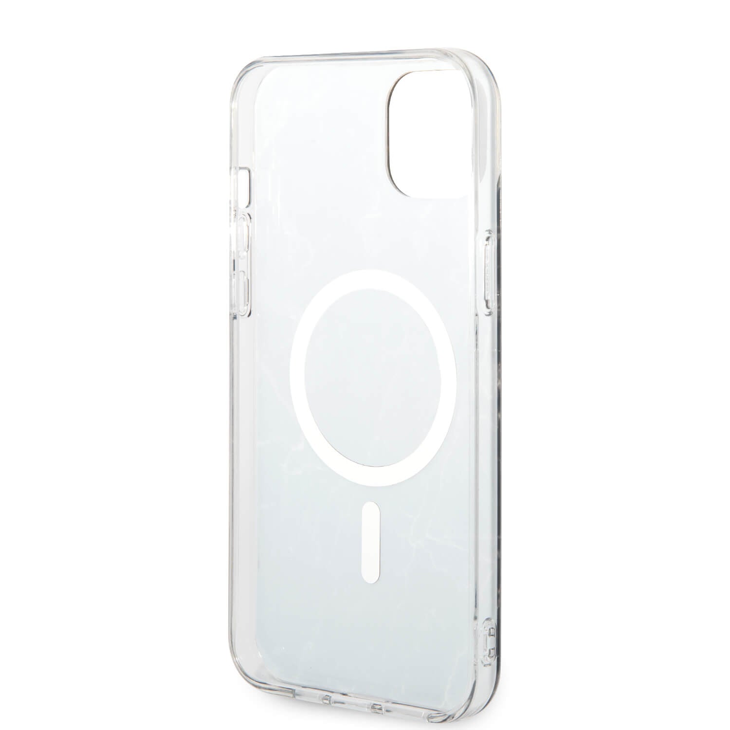 Guess iPhone 15 Plus / 14 Plus - Bundle Pack - Σετ Σκληρή Θήκη με Πλαίσιο Σιλικόνης και Ασύρματος Φορτιστής MagSafe - Design Marble MagSafe - Black - GUBPP14MHMEACSK