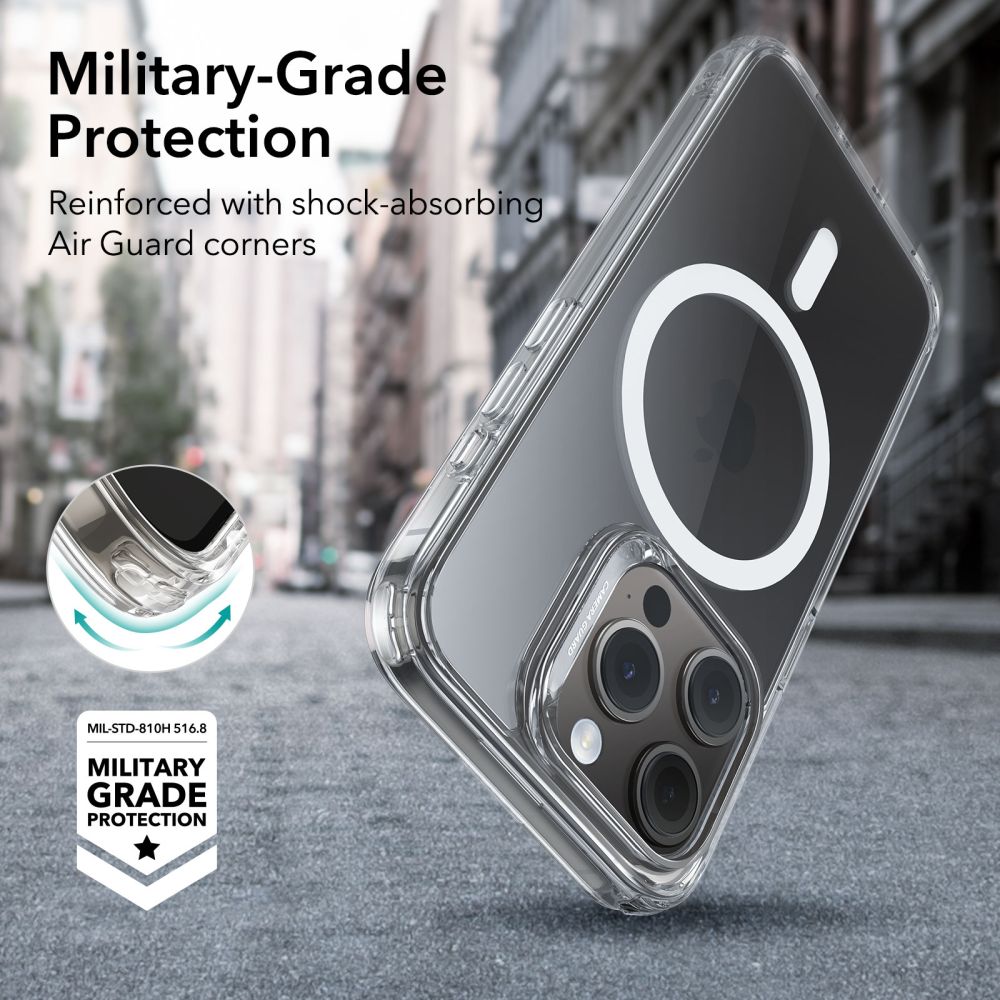 ESR iPhone 15 Pro Max Classic Hybrid Halolock Σκληρή Θήκη με Πλαίσιο Σιλικόνης και MagSafe - Διάφανη