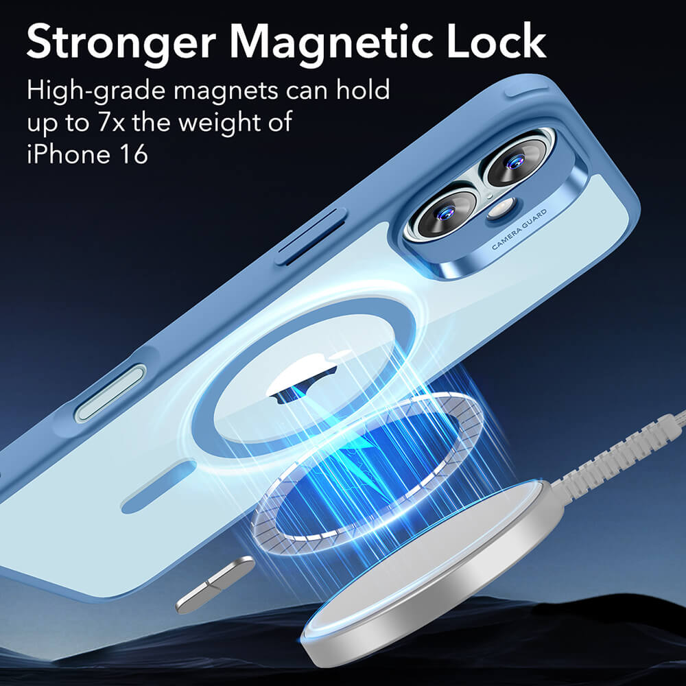 ESR iPhone 16 Classic Hybrid Halolock Σκληρή Θήκη με Πλαίσιο Σιλικόνης και MagSafe - Clear Blue