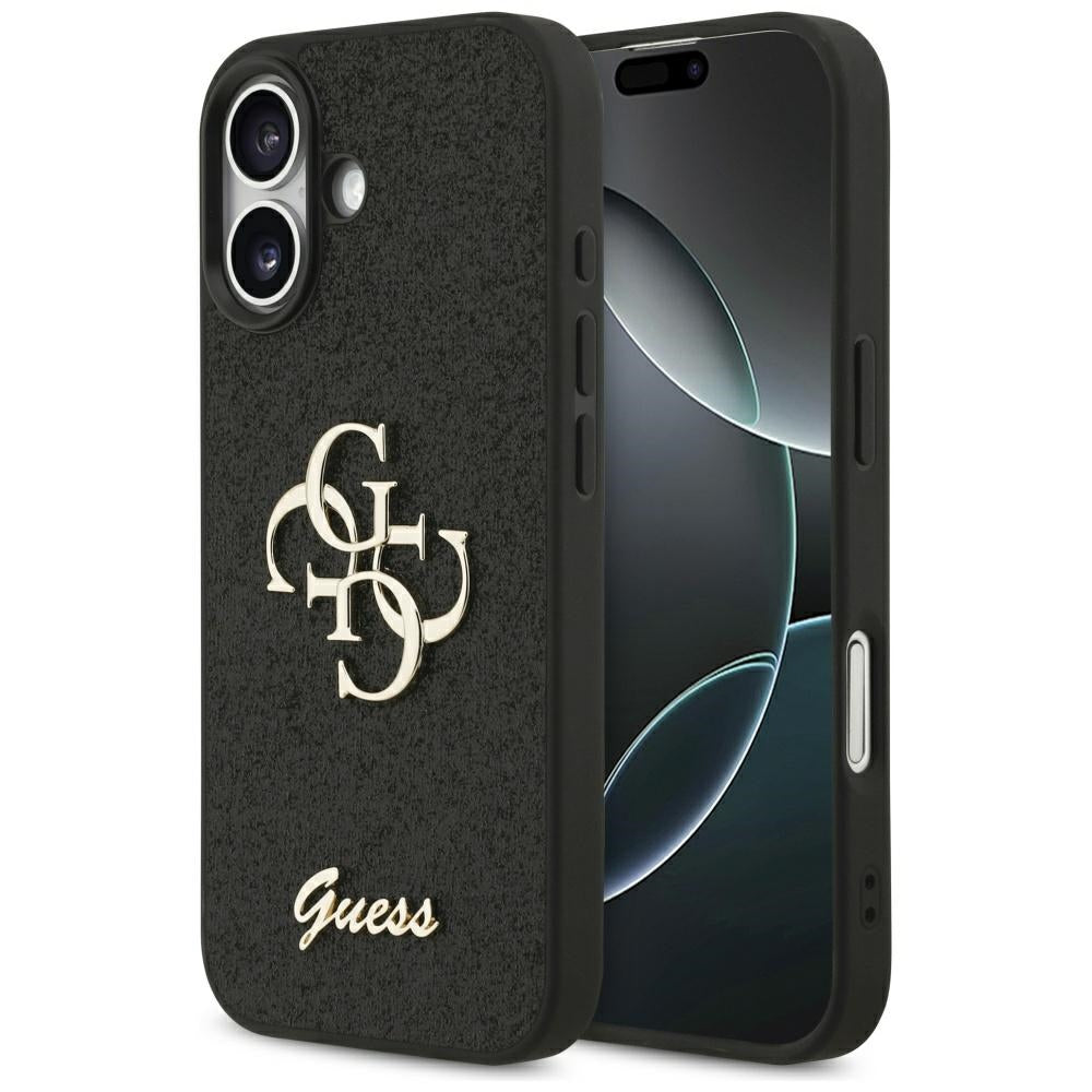 Guess iPhone 17 - Fixed Glitter Big 4G - Σκληρή Θήκη με Πλαίσιο Σιλικόνης - Black - GUHCP17SHG4SGK