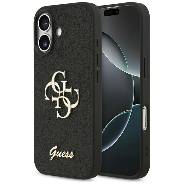 Guess iPhone 17 - Fixed Glitter Big 4G - Σκληρή Θήκη με Πλαίσιο Σιλικόνης - Black - GUHCP17SHG4SGK