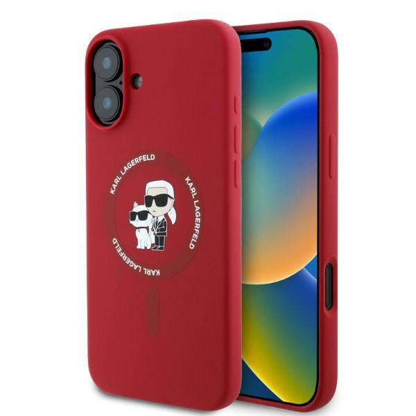 Karl Lagerfeld iPhone 16 - Silicone KC Heads Ring MagSafe - Θήκη Σιλικόνης με MagSafe - Red - KLHMP16SSCMKCRHR