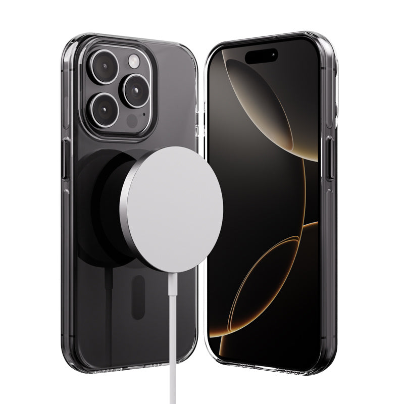 Crong iPhone 15 Pro Clear Mag Pro - Σκληρή Θήκη με MagSafe - Black