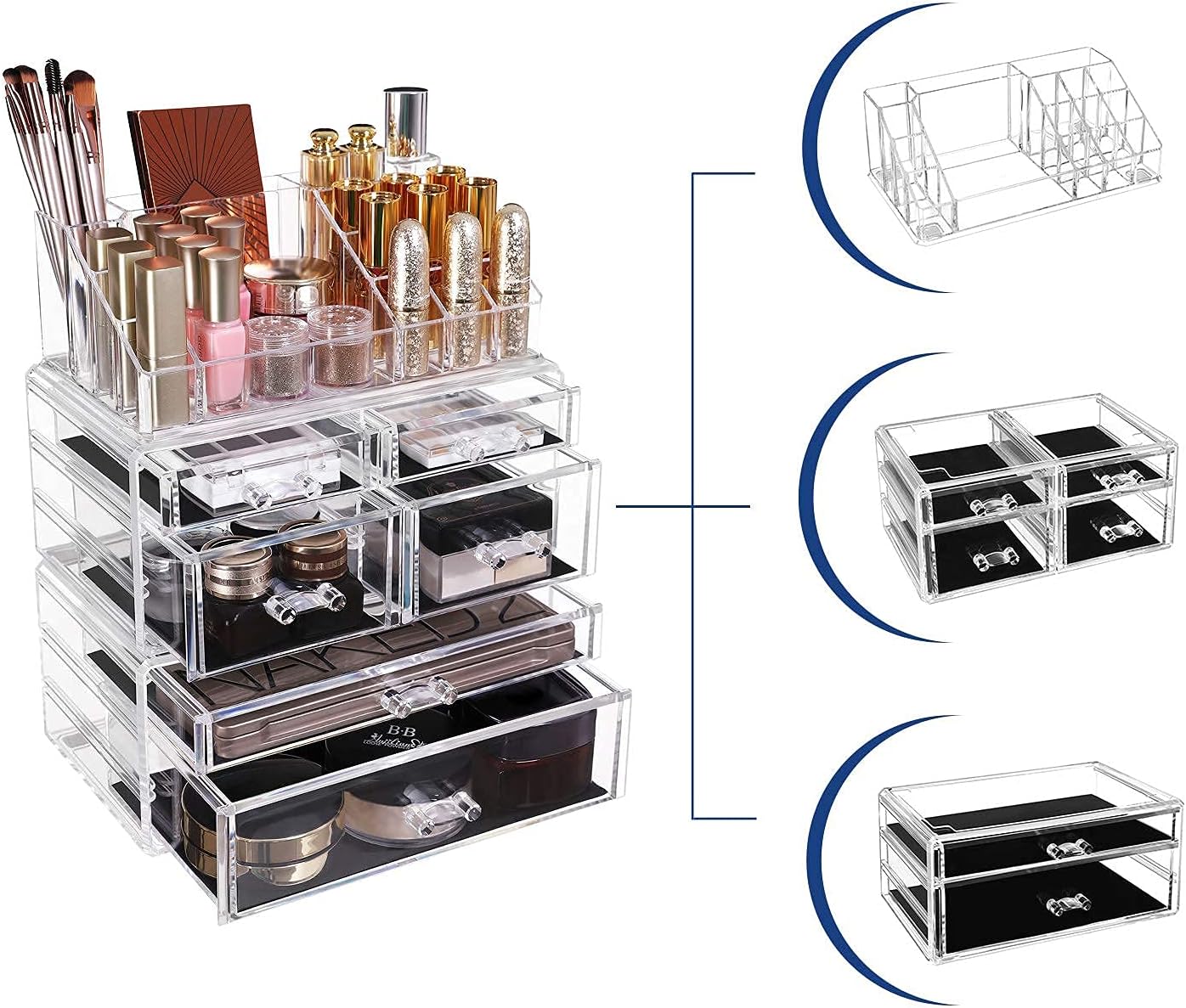 Songmics Ακρυλικός Οργανωτής Καλλυντικών με 6 Συρτάρια - 24 x 13,5 x 30,5 cm - Clear - JKA008TP