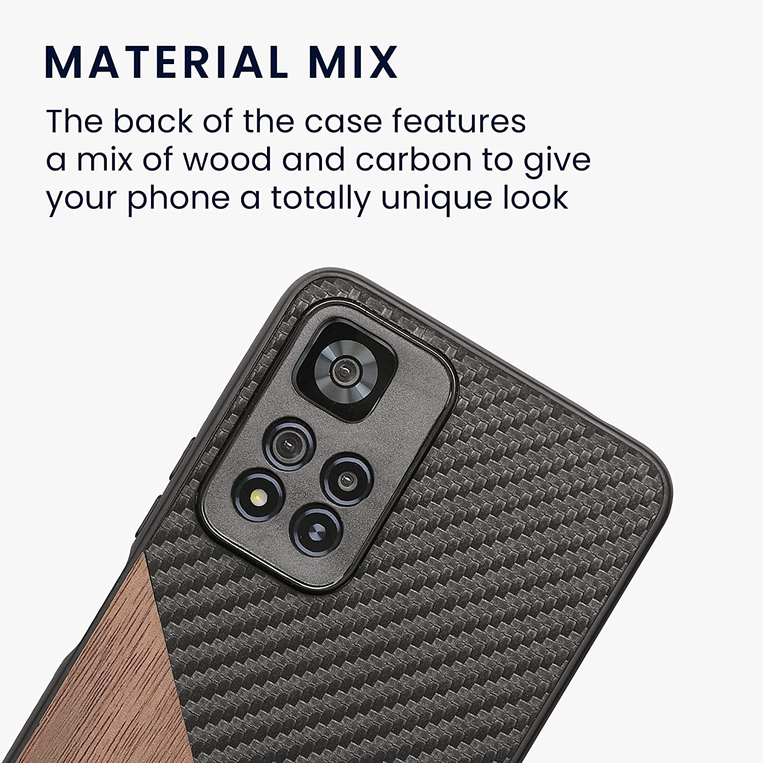 KW Xiaomi Redmi Note 11 Pro+ 5G Θήκη από Φυσικό Ξύλο και Carbon - Dark Brown / Black - 58912.01