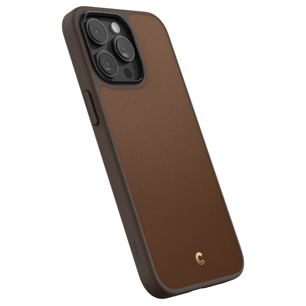Spigen Cyrill iPhone 15 Pro Kajuk Mag Θήκη με Επένδυση Συνθετικού Δέρματος και MagSafe - Saddle Brown