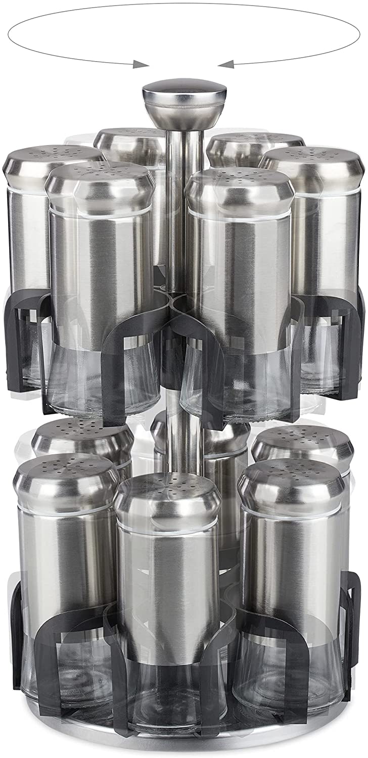 Relaxdays Καρουζέλ Μπαχαρικών με 12 Δοχεία - Silver / Black - 4052025367169