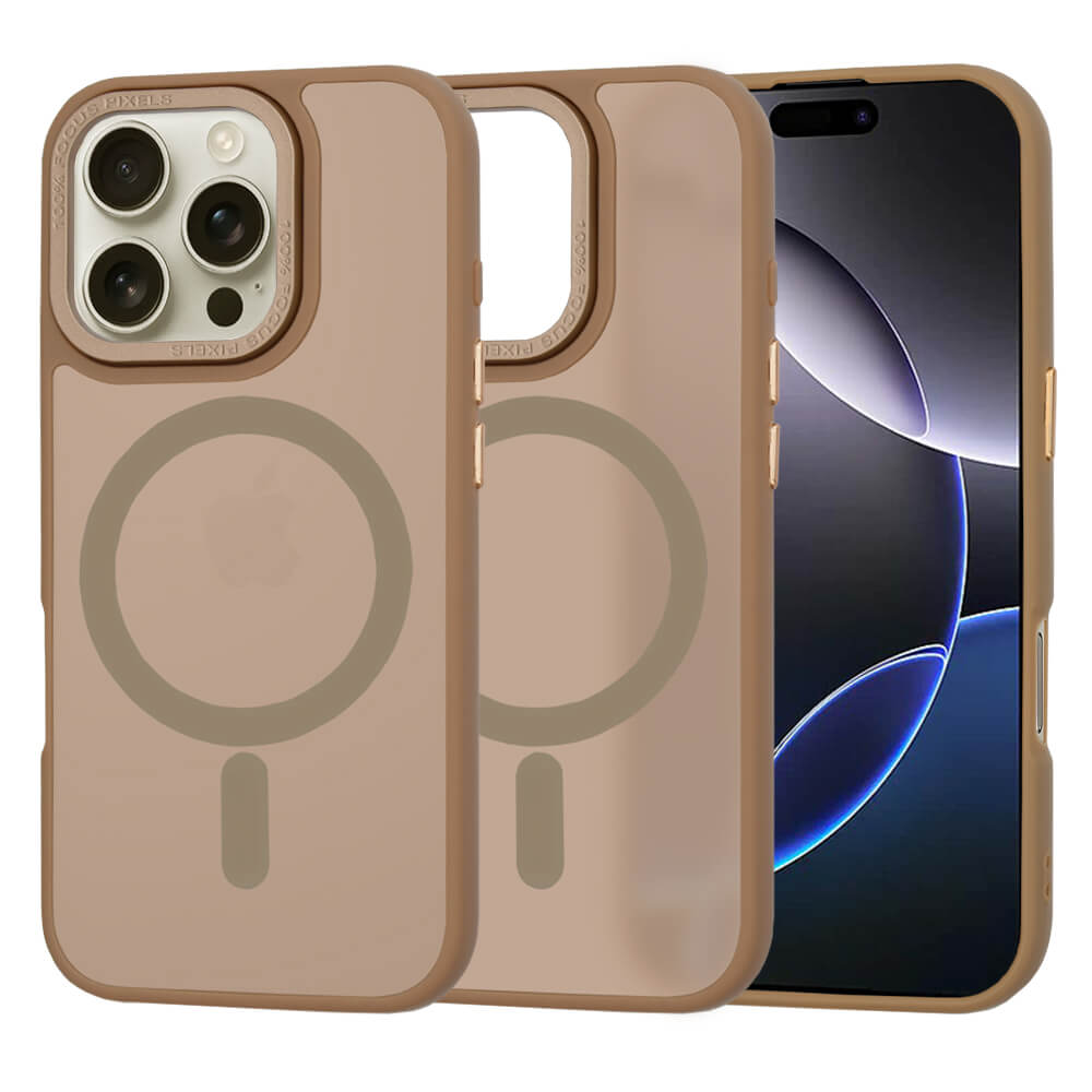 Techsuit iPhone 16 Pro Max - HaloFrost Series MagSafe - Σκληρή Θήκη με Πλαίσιο Σιλικόνης - Sandstone Brown