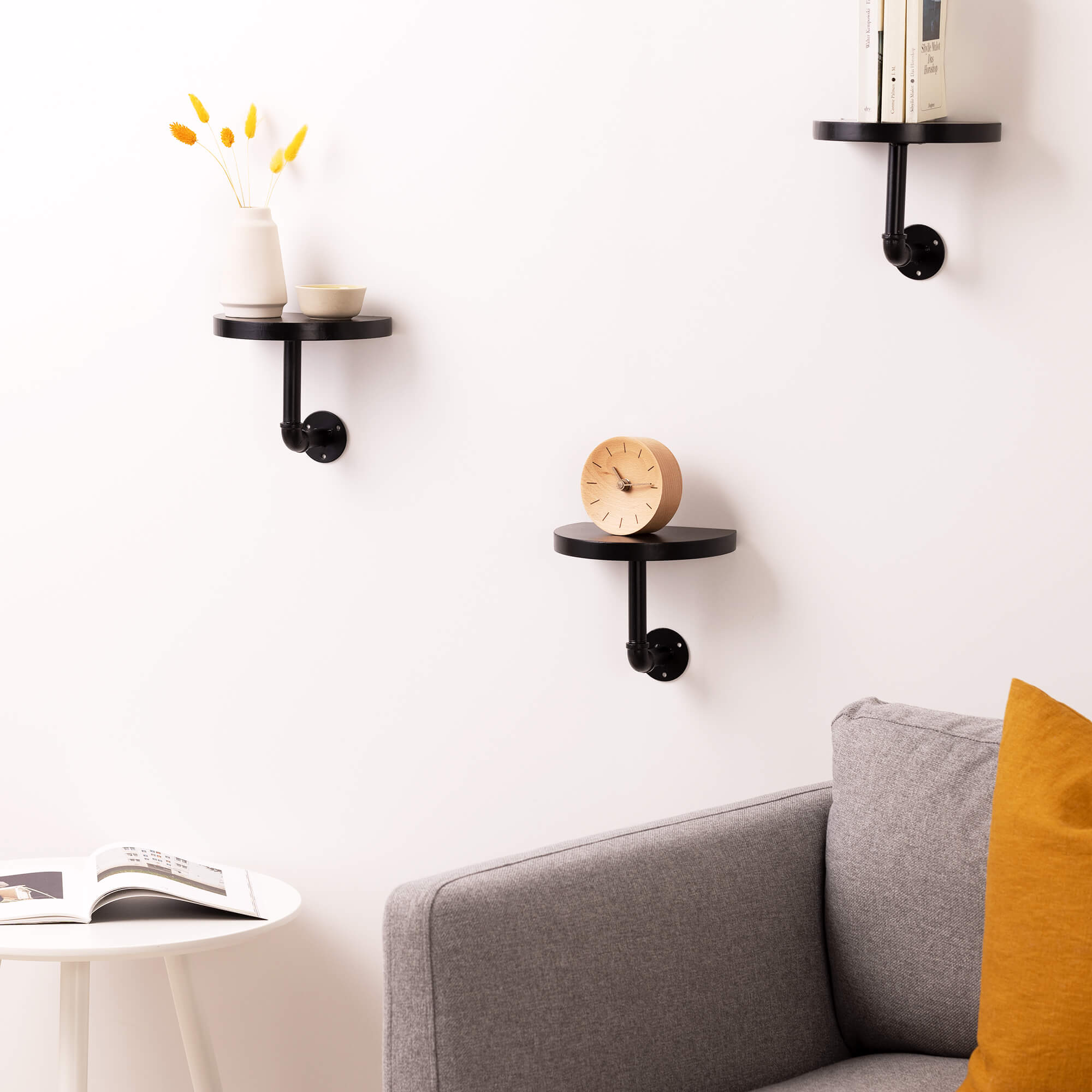 Navaris Σετ με 3 Ράφια με Βάση - 20 x 15 x 17 cm - Black - 53785.01