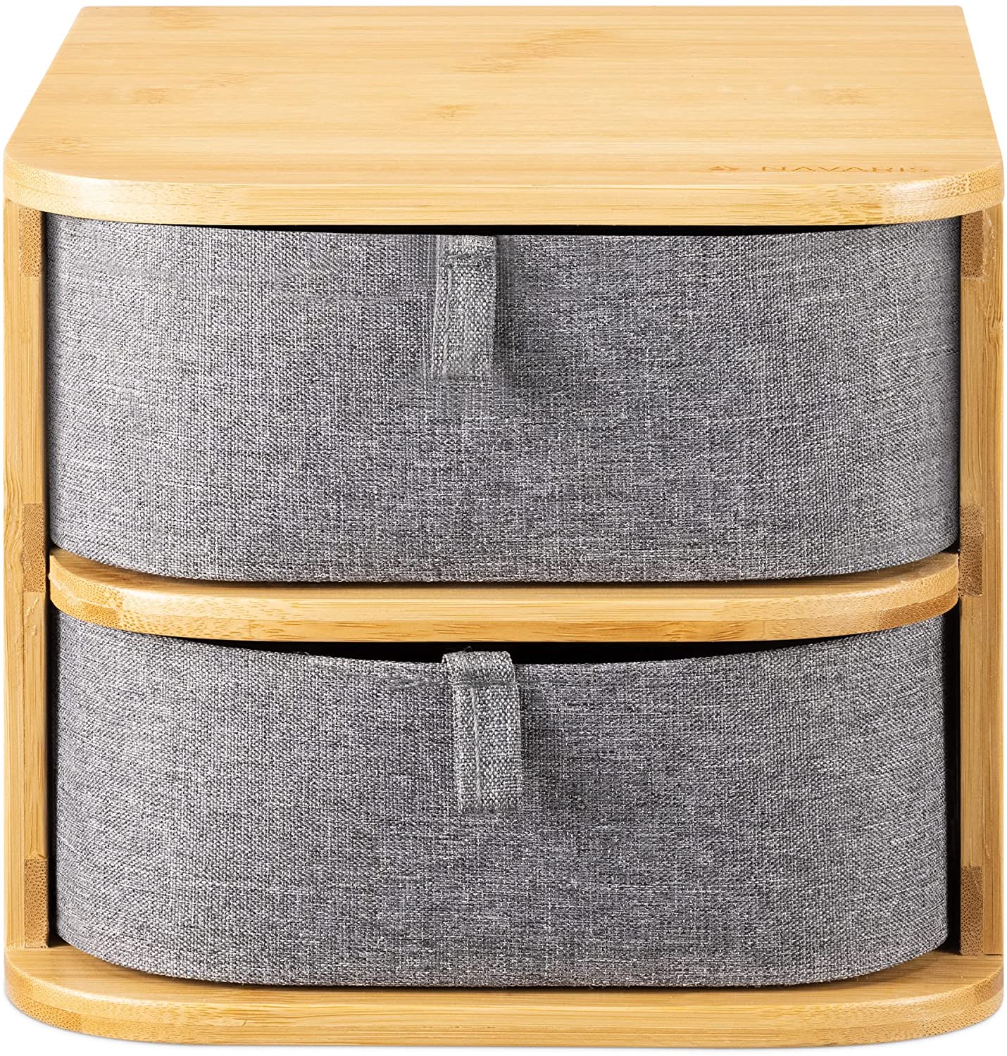 Navaris Διοργανωτής Καλλυντικών από Μπαμπού με 2 Συρτάρια - Brown / Grey - 54184.01