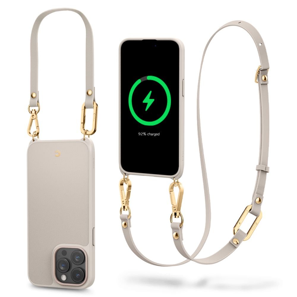 Spigen Cyrill iPhone 15 Pro Classic Charm Mag Σκληρή Θήκη MagSafe με Πλαίσιο Σιλικόνης και Λουράκι - Cream