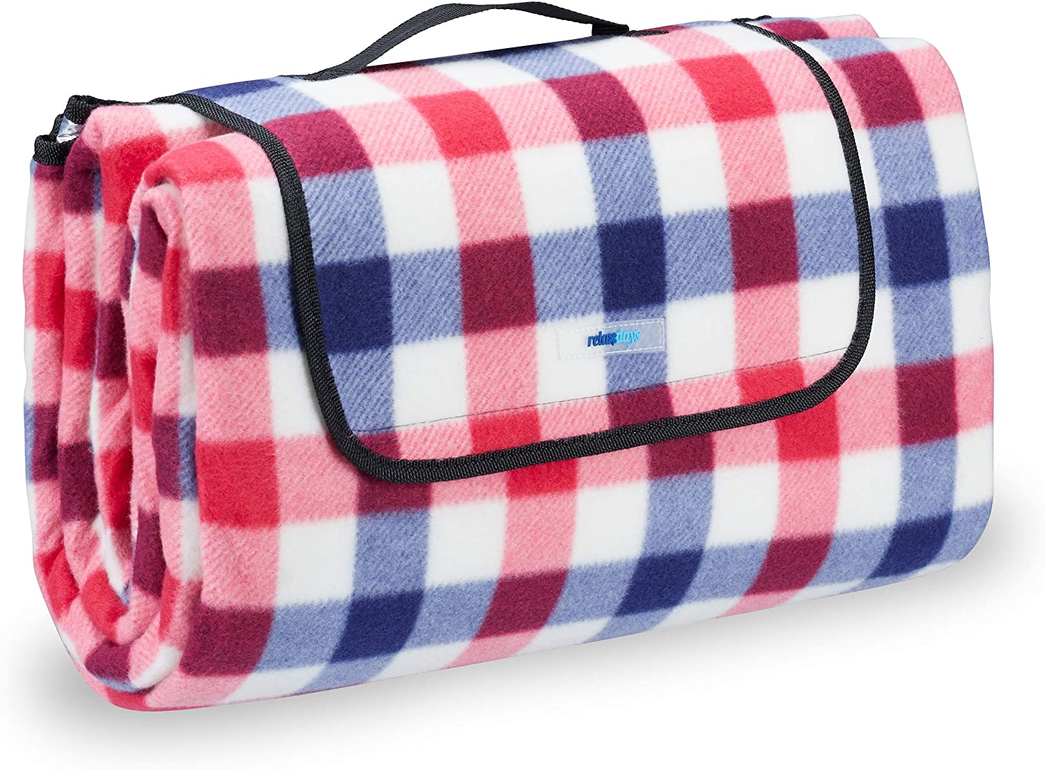 Relaxdays Μονωμένη Κουβέρτα για Πικ Νικ - Blue Red Checked - 4052025259907