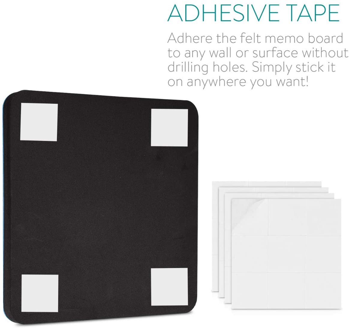 Navaris Square Felt Memo Boards - Σετ με 9 Πίνακες Ανακοινώσεων και Πινέζες - Light Grey - 46231.02.25