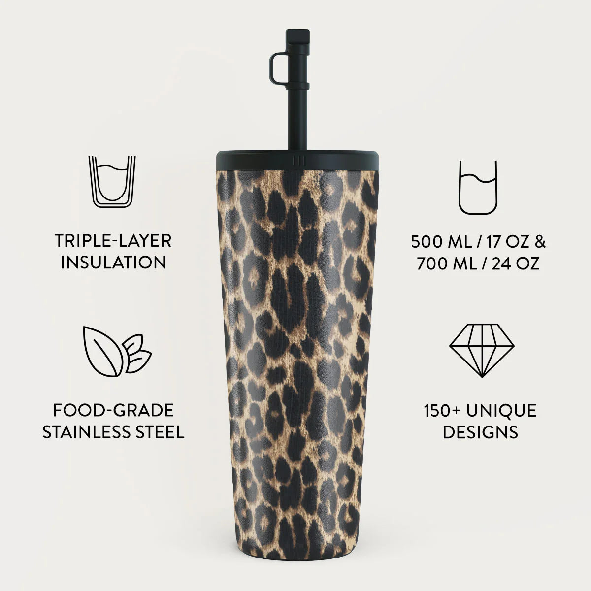 Burga Κούπα θερμός από Ανοξείδωτο Ατσάλι με καλαμάκι - 700ml - Player