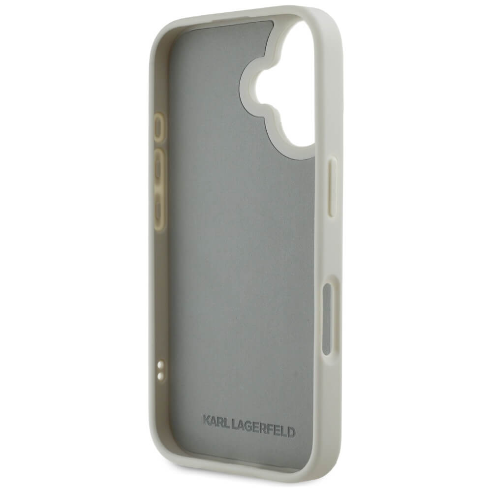 Karl Lagerfeld iPhone 16 - HC 3D Rubber Double Heads - Σκληρή Θήκη με Πλαίσιο Σιλικόνης - Beige - KLHCP16SRBCKCHLE