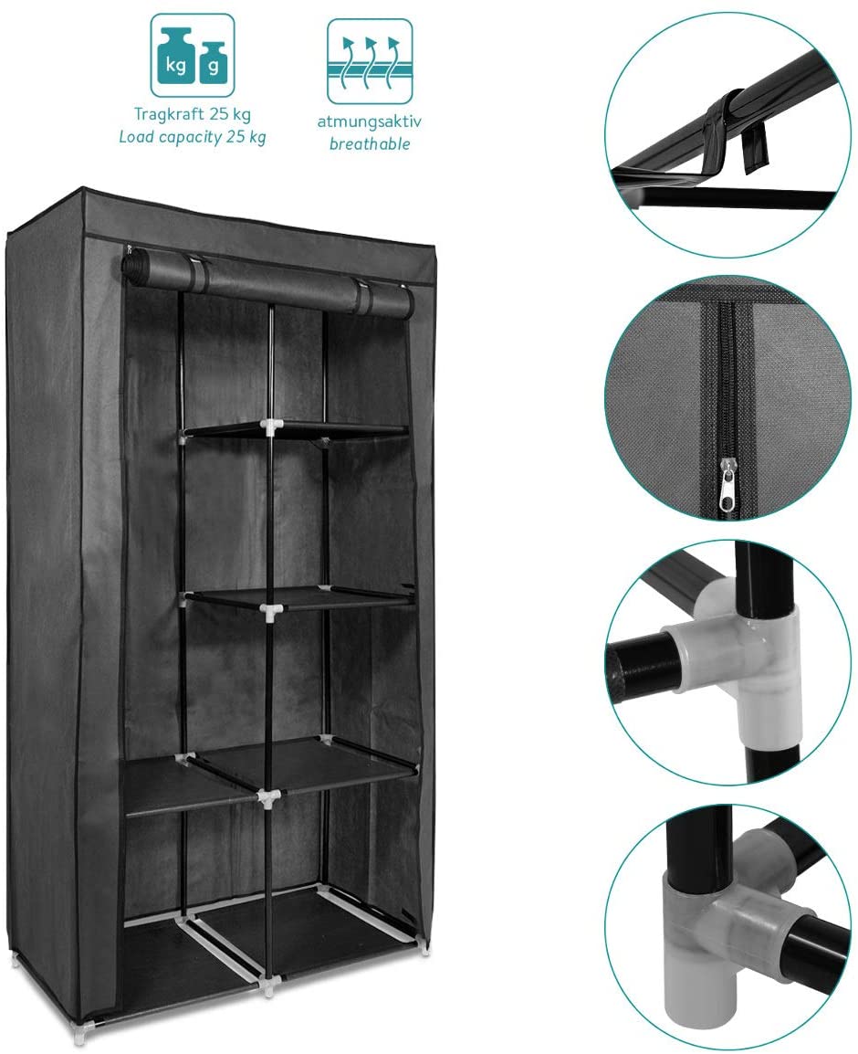 Navaris Πτυσσόμενη Ντουλάπα Ρούχων - Black - 45294.01