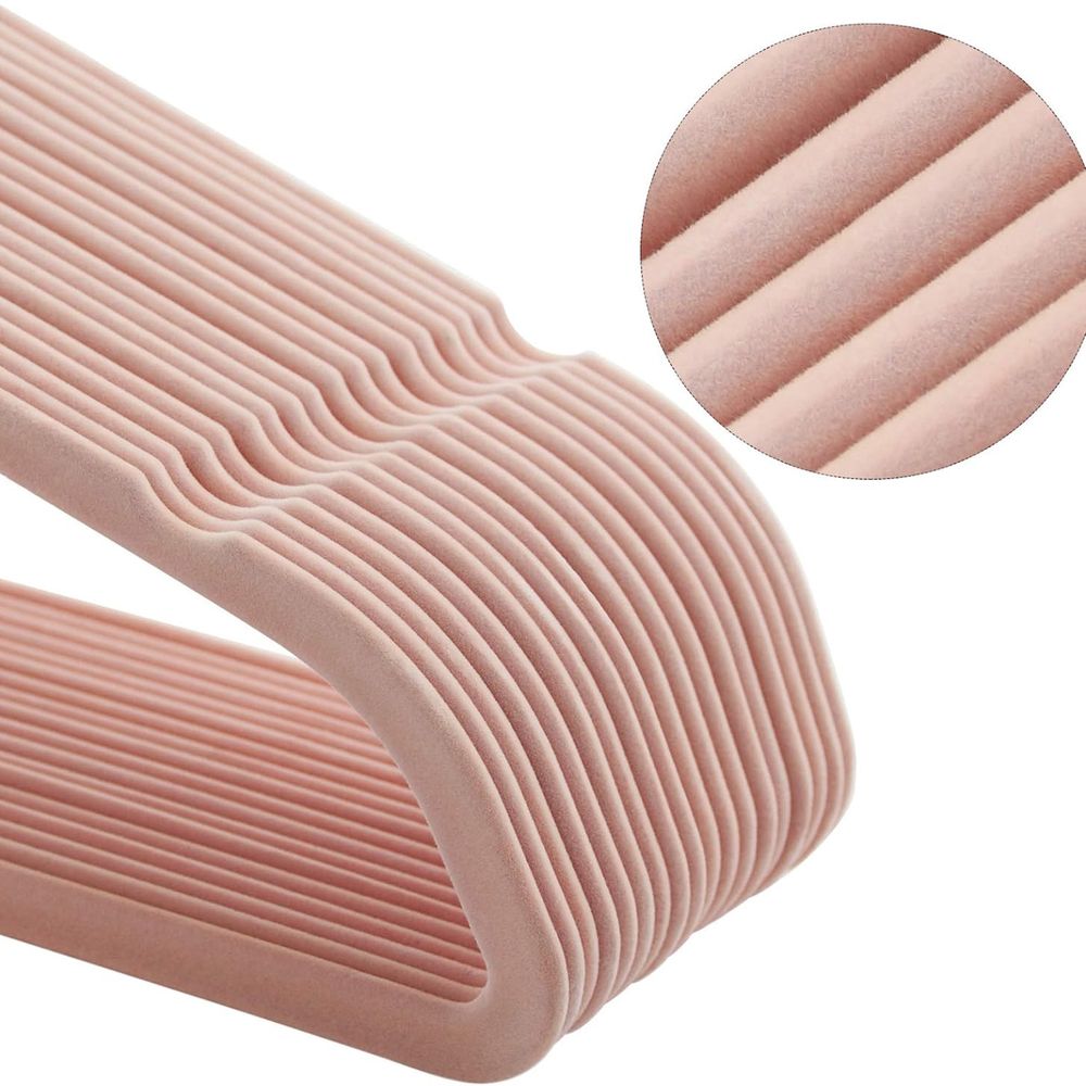 Songmics Σετ με 50 Βελούδινες Κρεμάστρες Ρούχων - Light Pink / Silver - CRF50PK