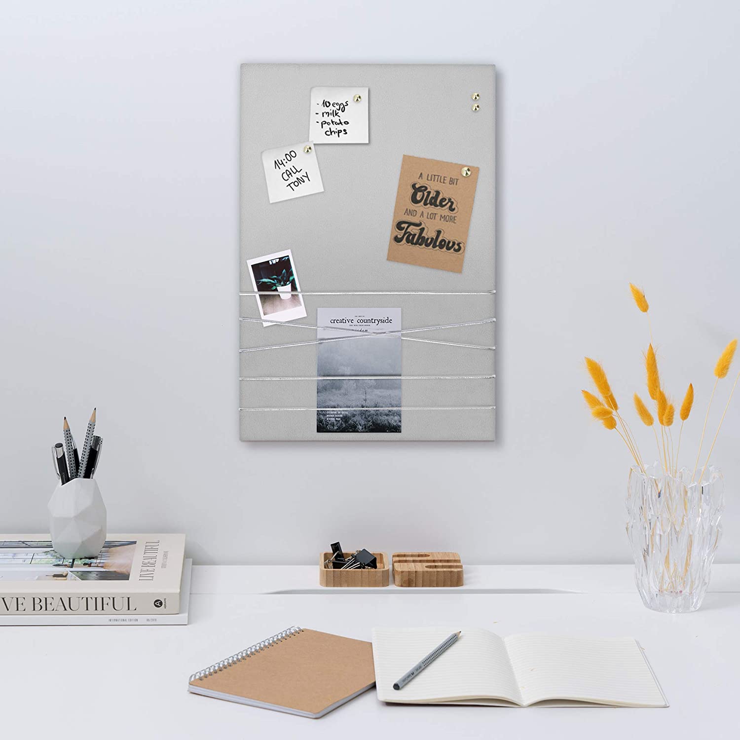 Navaris Πίνακας Ανακοινώσεων από Βελούδο - 44 x 30 cm - Grey - 52630.1.22