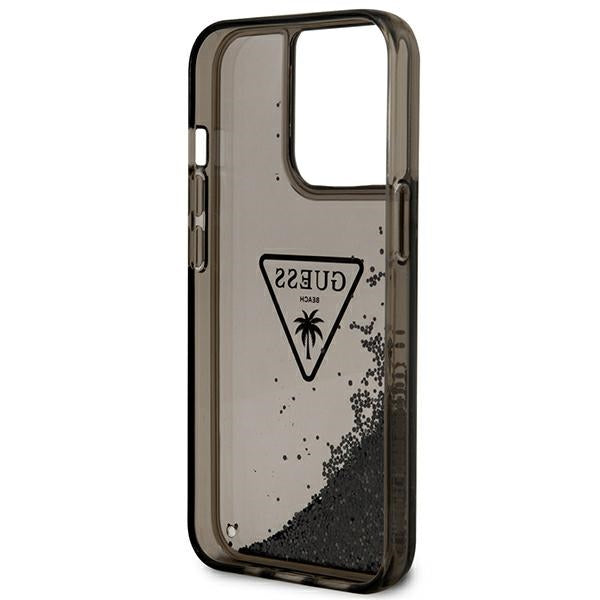 Guess iPhone 14 Pro Max Palm Liquid Glitter Σκληρή Θήκη με Πλαίσιο Σιλικόνης - Black - GUHCP14XLFCTPK