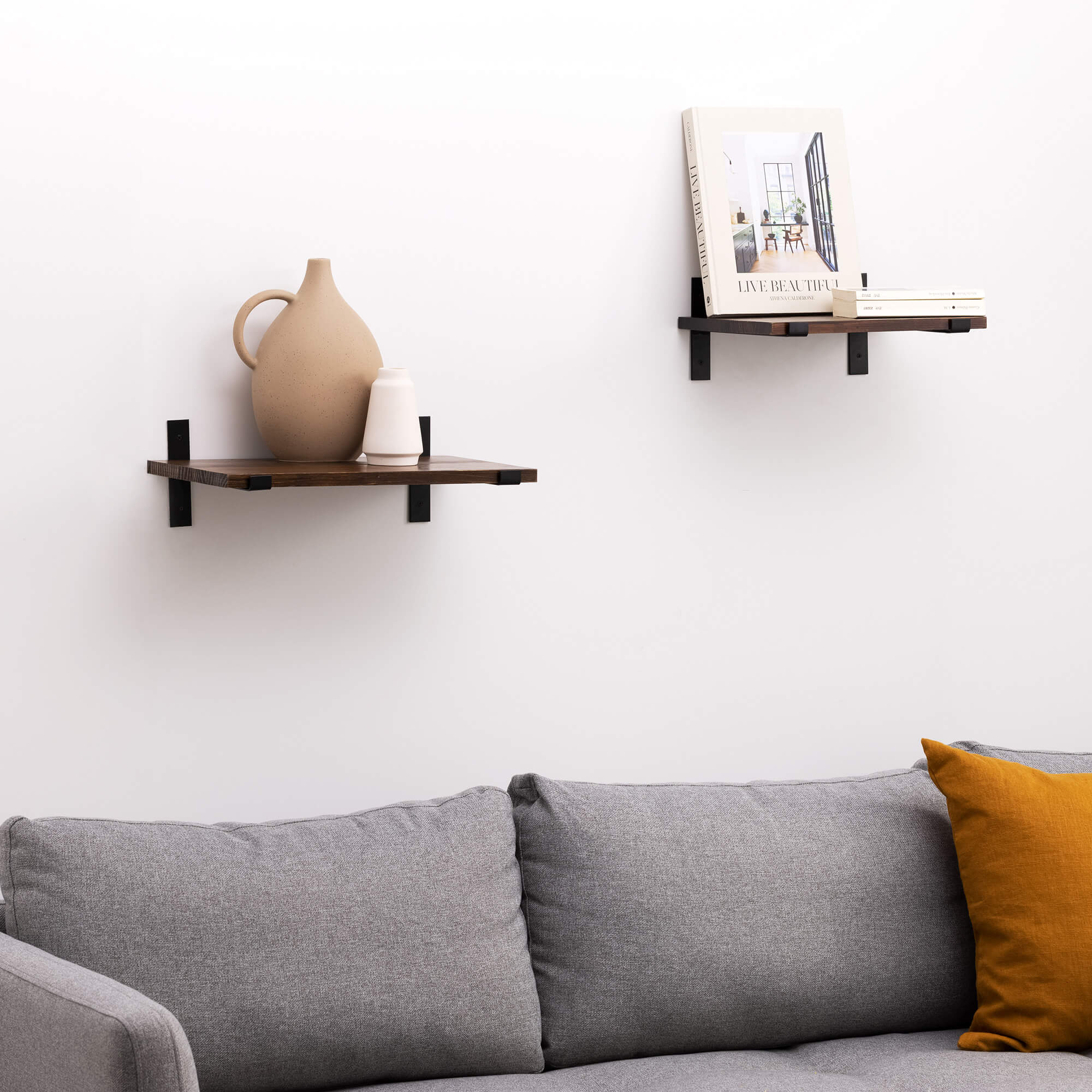 Navaris Σετ με 2 Ράφια με Βάση - 43 x 26 x 1,8 cm / 33 x 26 x 1,8 cm - Brown - 55342.1.18