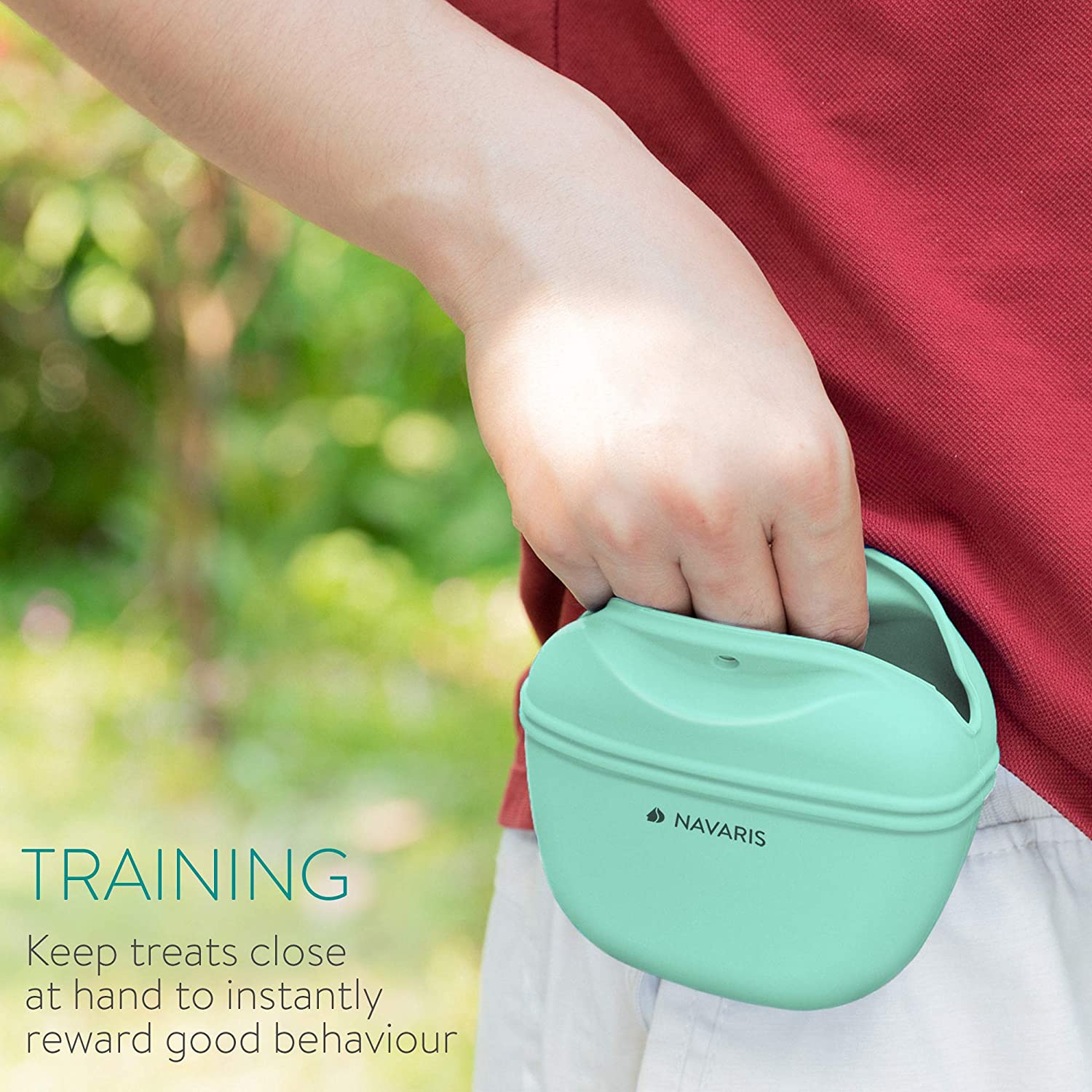 Navaris Σετ με 2 Θήκες Τροφής Εκπαίδευσης Σκύλων με Κλιπ για Ζώνη - Grey - Blue - 51332.01