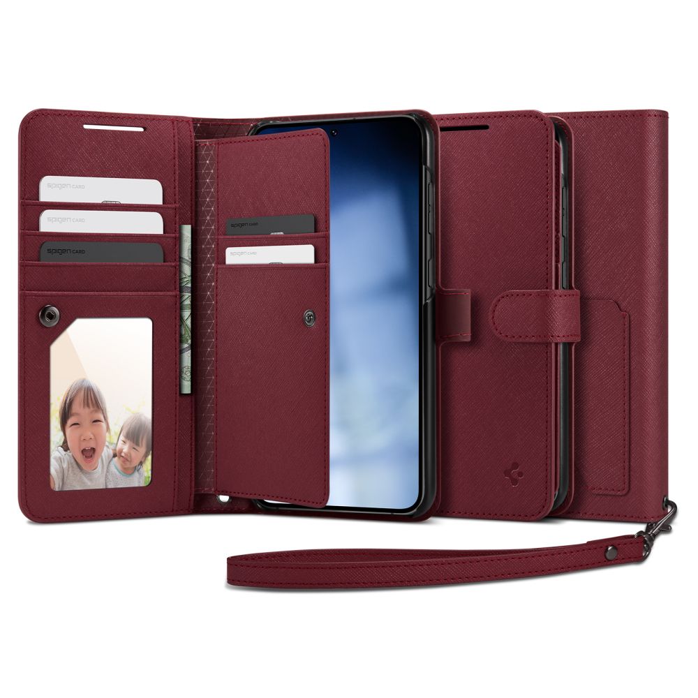 Spigen Samsung Galaxy S23+ Wallet S Plus Θήκη Πορτοφόλι από Δερματίνη - Burgundy