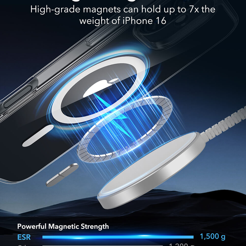 ESR iPhone 16 Classic Hybrid Halolock Σκληρή Θήκη με Πλαίσιο Σιλικόνης και MagSafe - Διάφανη