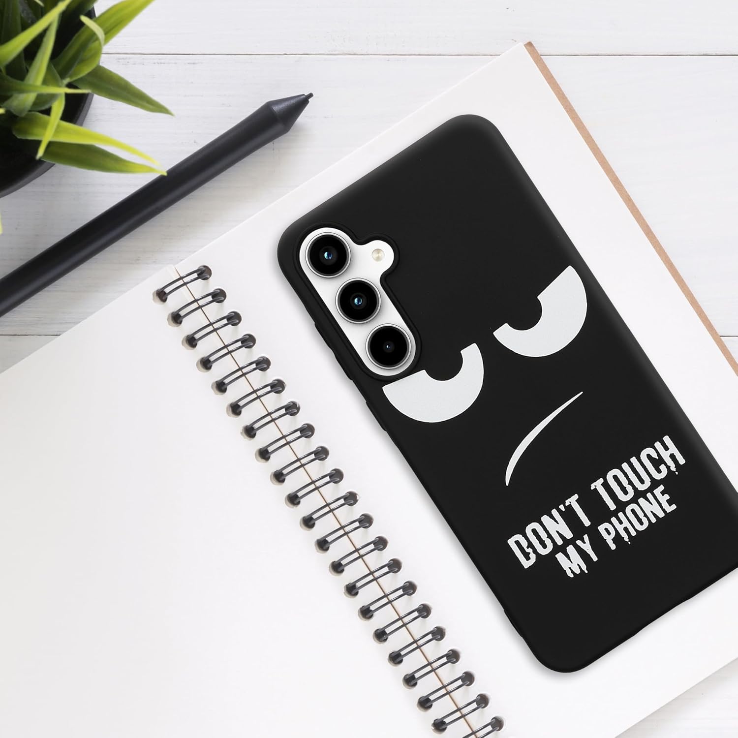 KW Samsung Galaxy A55 5G Θήκη Σιλικόνης Design Don't Touch My Phone - Black / White