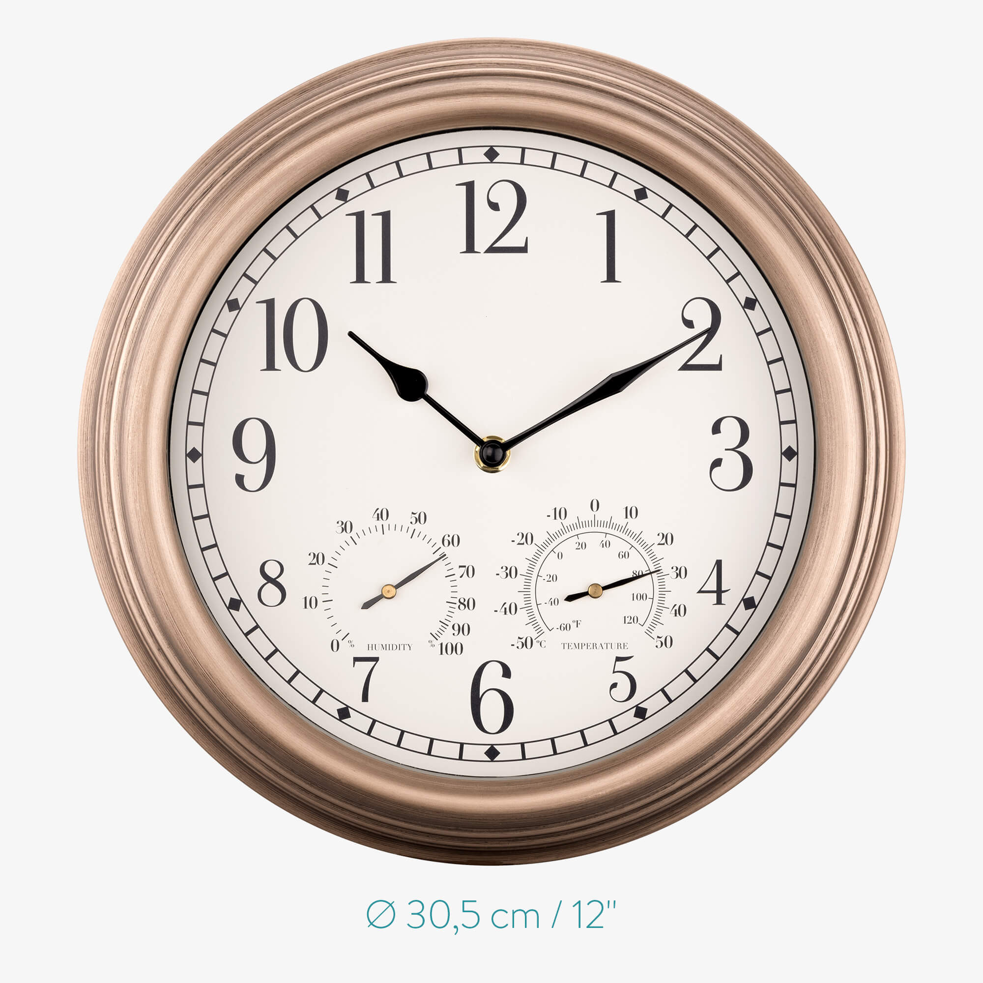 Navaris Ρολόι Tοίχου Εξωτερικού Χώρου - 30,5 cm - Copper - 54647.01