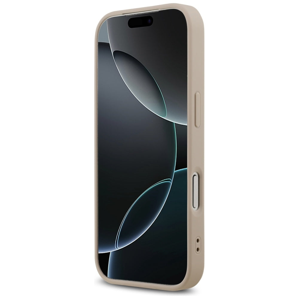 Guess iPhone 17 Pro - 4G Ring Classic Logo MagSafe - Σκληρή Θήκη με Πλαίσιο Σιλικόνης και Επένδυση Συνθετικού Δέρματος - Pink - GUHMP17LG4GFRP