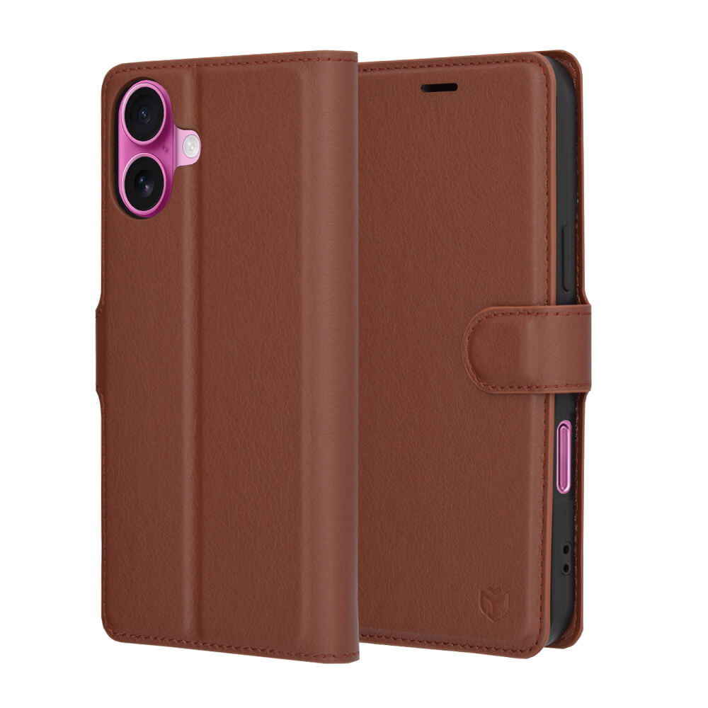 Techsuit iPhone 16 Plus - Leather Folio - Θήκη Πορτοφόλι από Δερματίνη με Stand - Brown