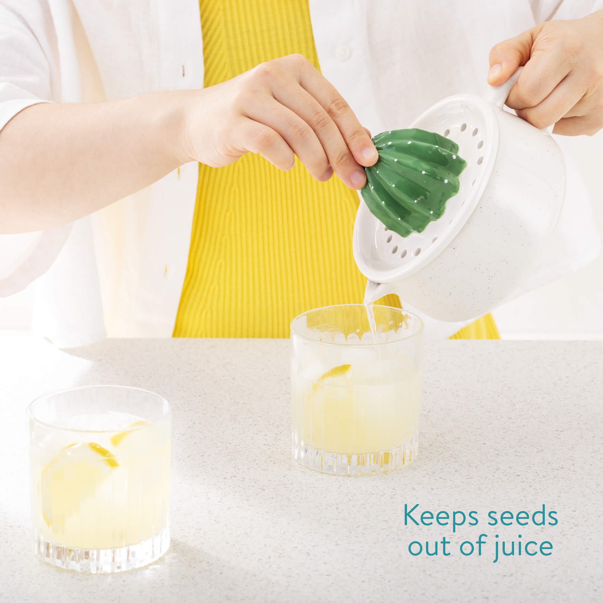 Navaris Κεραμικός Στίφτης - Design Cactus - White / Green - 57148.01