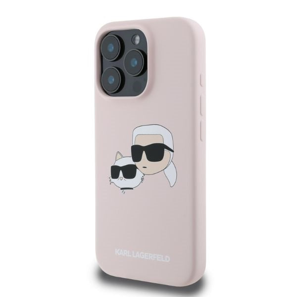 Karl Lagerfeld iPhone 16 Pro Max - Silicone Double Heads Print - Θήκη Σιλικόνης με MagSafe - Pink - KLHMP16XSKCHPPLP